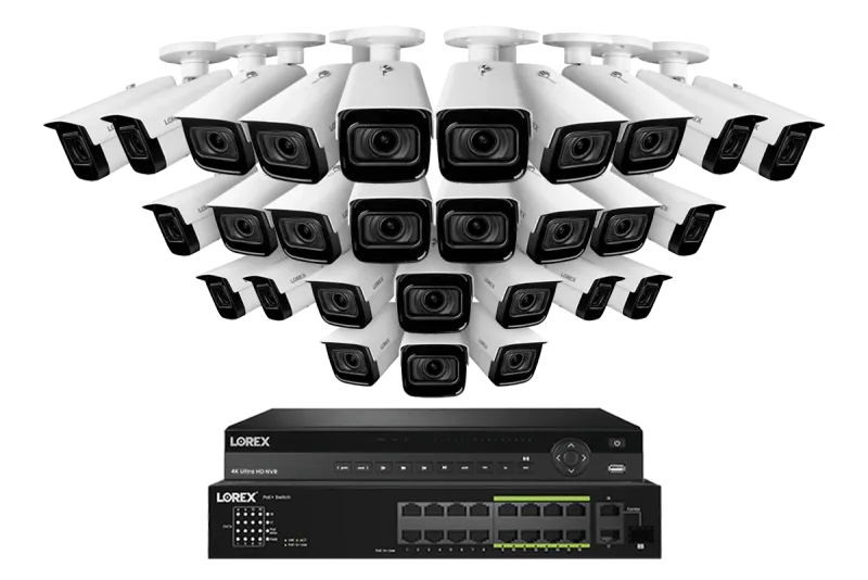 Lorex 4K (32 Camera Capable) 6TB Wired NVR System with Nocturnal 3 Smart IP Bullet Cameras Featuring Motorized Varifocal Lens and 30FPS Recording