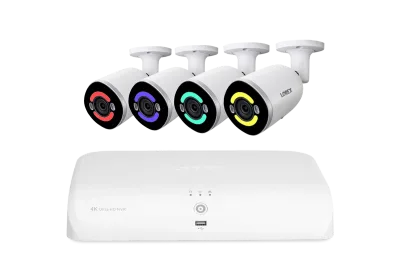 Sistema NVR cablato Lorex 4K Ultra HD per 16 telecamere (8 cablate + 8 Fusion Wi-Fi) da 2TB con 4 telecamere IP Smart Security Lighting