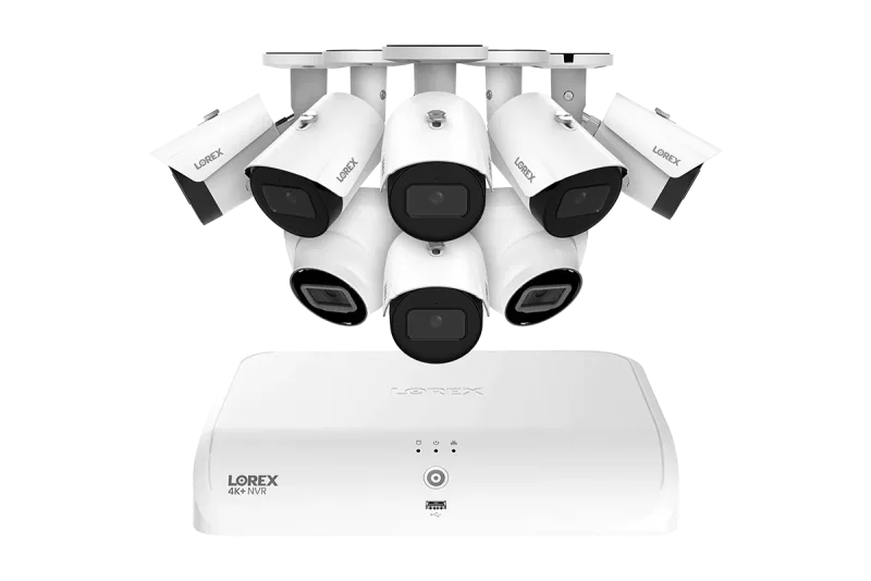 Lorex 4K Fusion 2TB Wired NVR System with Six 4K Bullet Security Cameras and Two 4K Turret Security Cameras