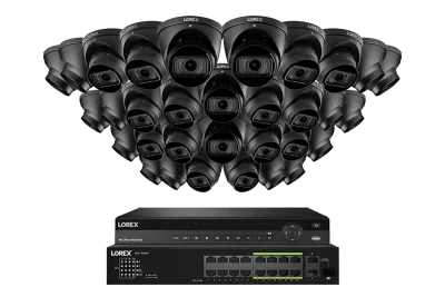 Lorex Sistem NVR Kabel 4K (Berkapasitas 32 Kamera) 6TB dengan Tiga Kamera Turret IP Nocturnal 3 Berfitur Lensa Varifocal Motorized dan Perekaman 30FPS