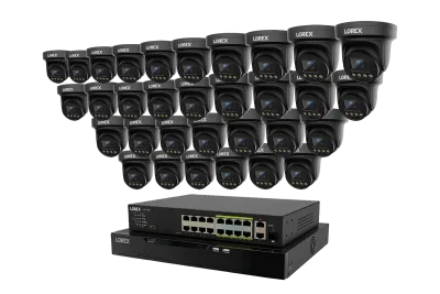 Lorex Connect X Series 4K 32-kanals kablet NVR-system med X3-tårnsikkerhedskameraer - 8TB