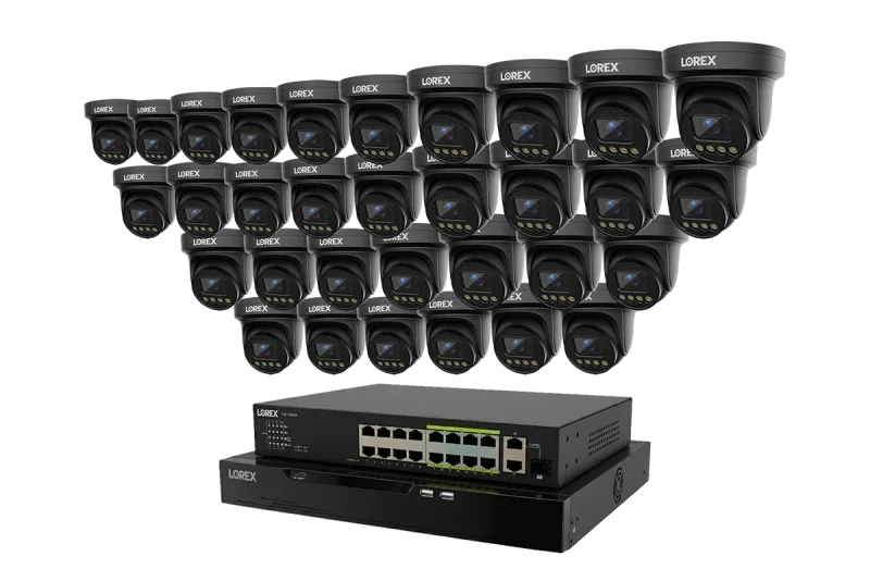 Lorex Connect X Series 4K 32-kanals kablet NVR-system med X3-tårnsikkerhedskameraer - 8TB