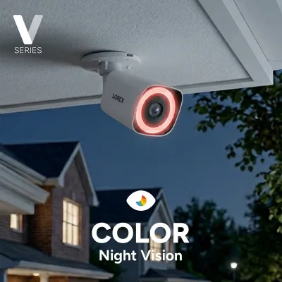 Telecamere a proiettile PoE 4K Lorex Connect V5 con illuminazione di sicurezza intelligente a colori - Bianco/Nero