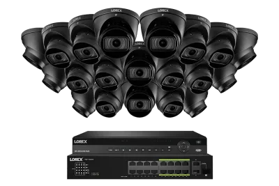 Lorex Sistem NVR Kabel 4K (Berkapasitas 32 Kamera) 6TB dengan Tiga Kamera Turret IP Nocturnal 3 Berfitur Lensa Varifocal Motorized dan Perekaman 30FPS