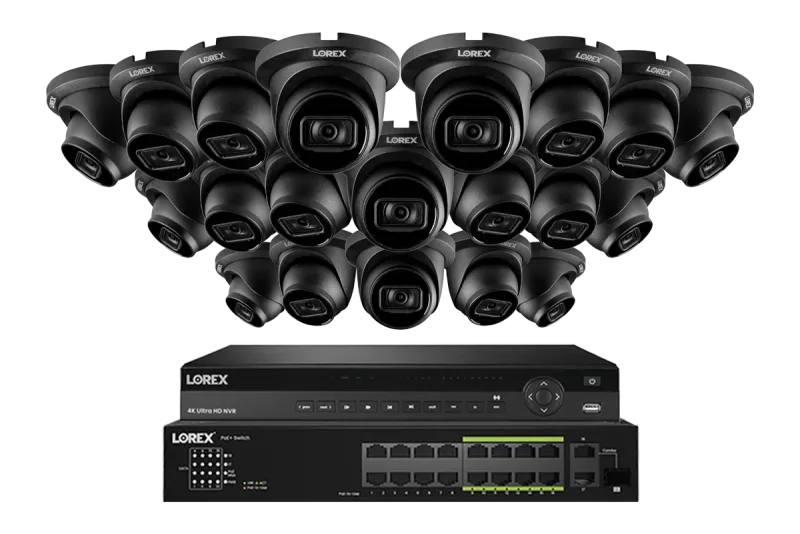 Lorex 4K (32 Camera Capable) 6TB Wired NVR System with Nocturnal 3 Smart IP Turret Cameras Featuring Listen-In Audio and 30FPS Recording