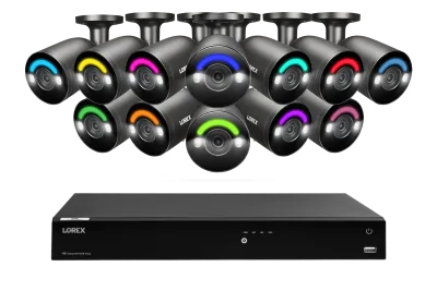 Sistema NVR cablato Lorex Fusion Series 4K con capacità di 16 telecamere (cablato o Fusion Wi-Fi) e 4TB, con telecamere H12 IP Bullet 4K cablate