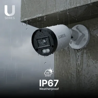 Telecamera bullet PoE 4K Lorex Connect U3 con luci di deterrenza rosse e blu