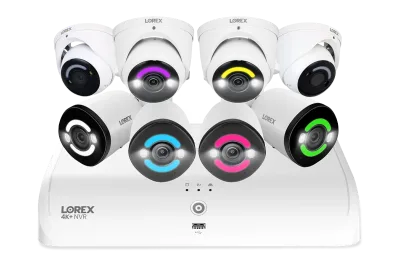 Lorex 4K+ Fusion Wired NVR System with 4 Bullet and 4 Dome IP Cameras Featuring 12MP Ultra HD and Smart Security Lighting