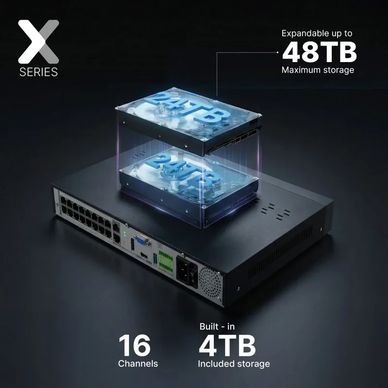 Lorex Connect X Series 4K 16-Channel Wired NVR System with X3 Turret Security Cameras - 4TB