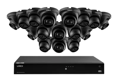 Lorex Fusion 시리즈 4K 16 카메라 지원(유선 또는 Fusion Wi-Fi) 4TB 유선 NVR 시스템 + A14 IP Turret 카메라