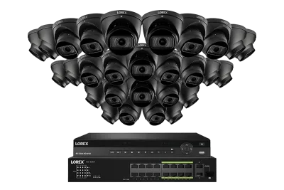 Lorex Sistem NVR Kabel 4K (Berkapasitas 32 Kamera) 6TB dengan Tiga Kamera Turret IP Nocturnal 3 Berfitur Lensa Varifocal Motorized dan Perekaman 30FPS