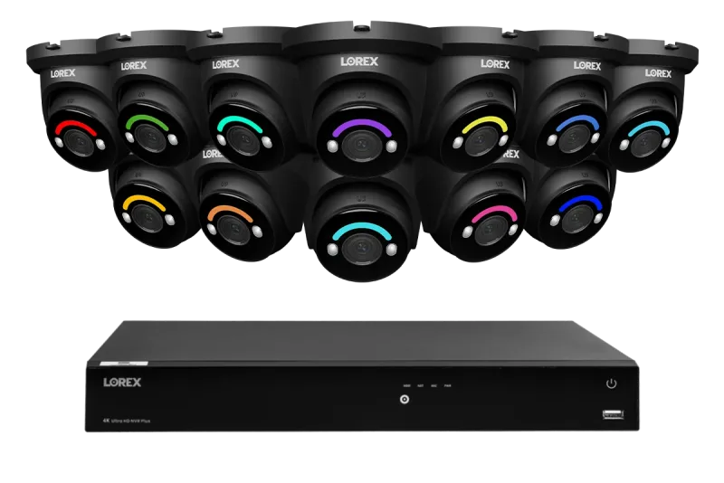 Lorex Fusion Series 4K 16 Camera Capable (Wired or Fusion Wi-Fi) 4TB Wired NVR System with H12 Wired 4K IP Turret Cameras