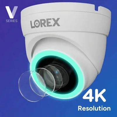 Telecamere turret PoE 4K Lorex Connect V5 con illuminazione di sicurezza intelligente a colori - Bianco/Nero