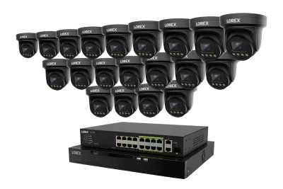 Lorex Connect X Series 4K 32-kanals kablet NVR-system med X3-tårnsikkerhedskameraer - 8TB
