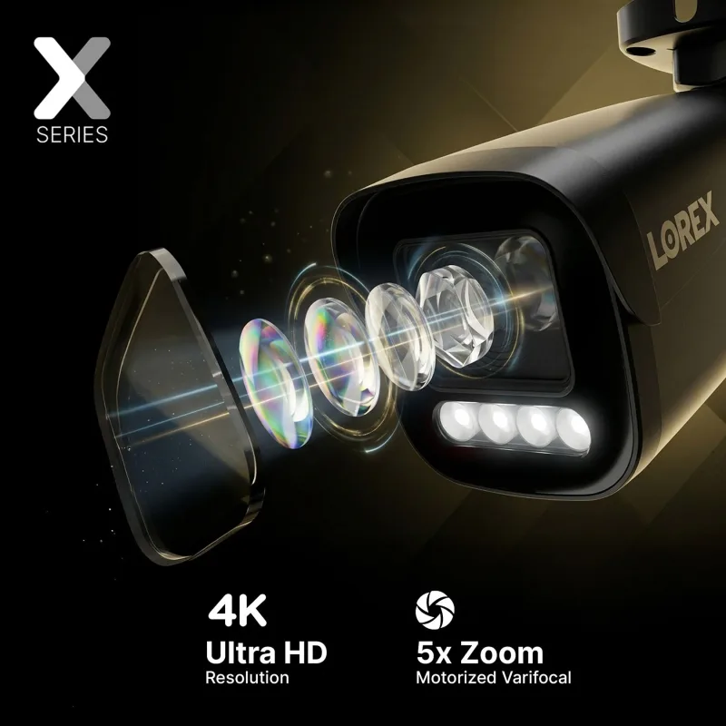 Telecamera bullet PoE Lorex Connect X3 4K varifocale motorizzata con deterrenza attiva - Nero/Bianco