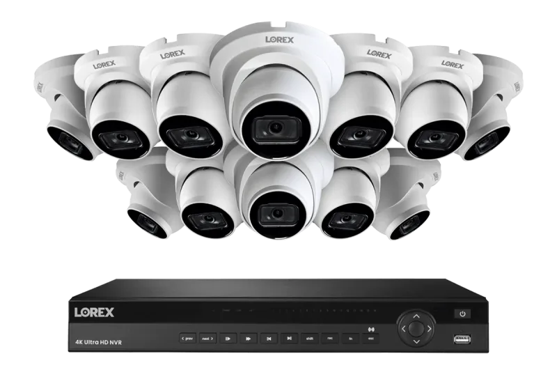 Lorex 4K (16 Camera Capable) 4TB Wired NVR System with Nocturnal 3 Smart IP Turret Cameras with Listen-In Audio and 30FPS