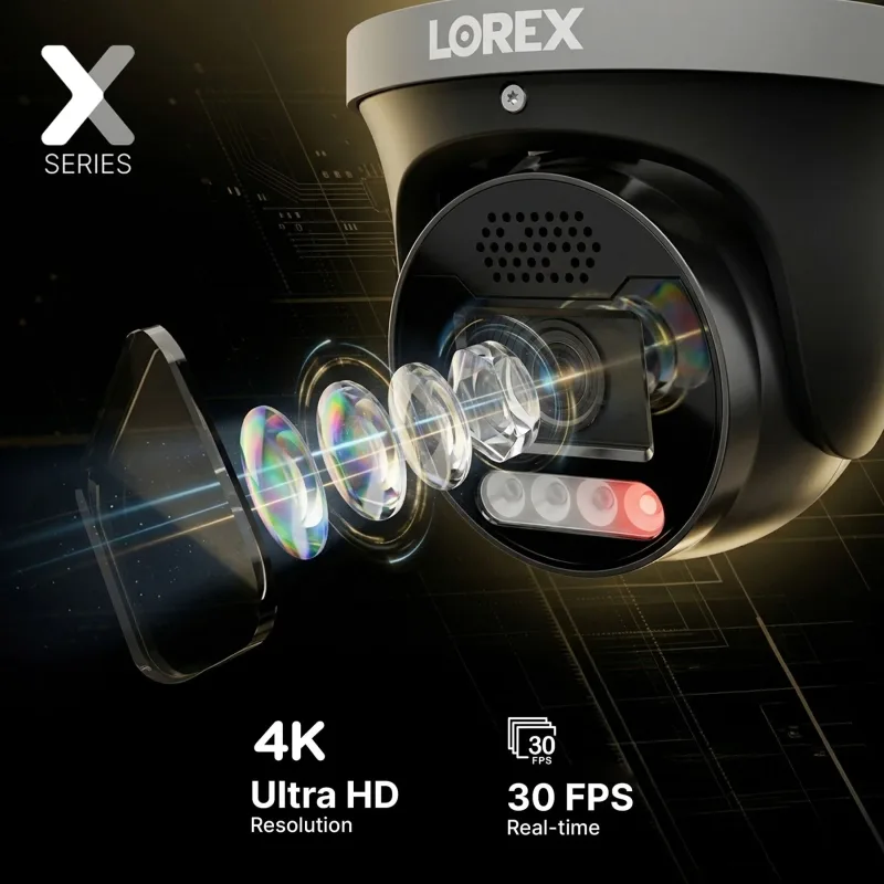 Lorex Connect X Series 4K 8-kanals kablet NVR-system med X5 turret-overvågningskameraer - 2TB