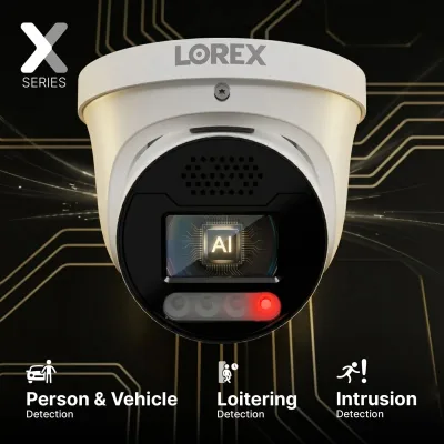 Lorex Connect X Series 4K 8-kanals kablet NVR-system med X5 turret-overvågningskameraer - 2TB