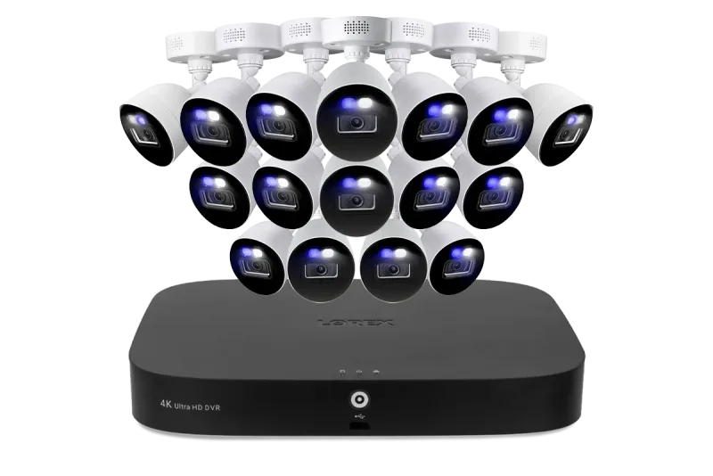 Système DVR filaire Lorex Classic Fusion 4K 20 canaux (16 filaires + 4 Wi-Fi) 1 To avec caméras bullet à dissuasion active