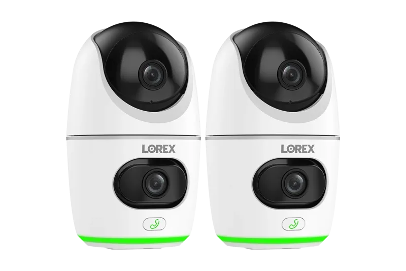 Caméra de sécurité Wi-Fi intérieure panoramique-inclinable Lorex 2K à double objectif (lot de 2, 32 Go)