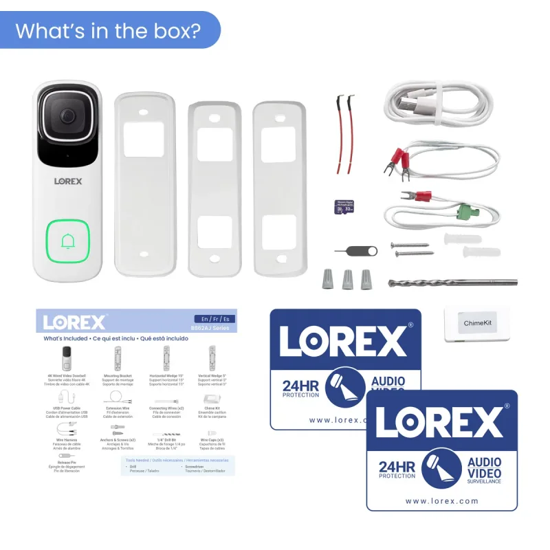 Lorex 4K Wi-Fi -ovikello (johdollinen, 32 Gt)