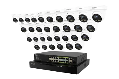 Lorex Connect X Series 4K 32-kanals kablet NVR-system med X3-tårnsikkerhedskameraer - 8TB