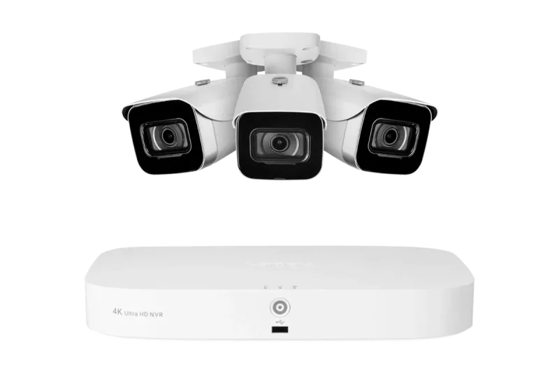 Lorex 4K 可連接16部攝影機（8部有線及8部Fusion Wi-Fi）2TB 有線 NVR 系統，配備3部 IP 槍型攝影機 - Amazon