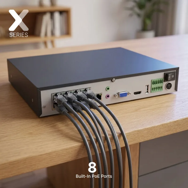Lorex Connect X Series 4K 8-kanals kablet NVR-system med X5 turret-overvågningskameraer - 2TB