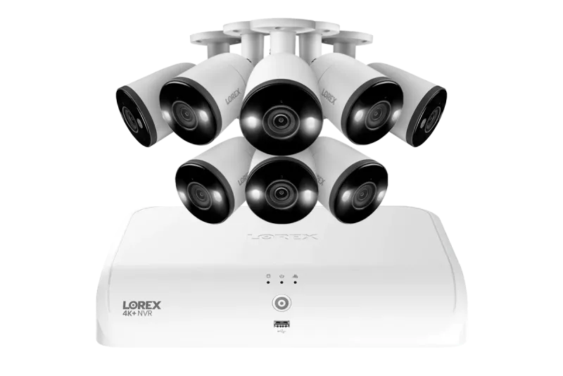 Lorex Fusion Series 4K+ 16-kanaligt (8 trådbundna + 8 Fusion Wi-Fi) 2TB trådbundet system med H13 trådbundna 4K IP bullet-kameror