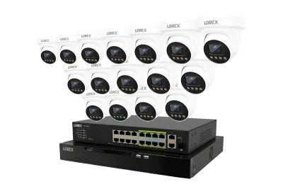 Lorex Connect X Series 4K 32-kanals kablet NVR-system med X3-tårnsikkerhedskameraer - 8TB
