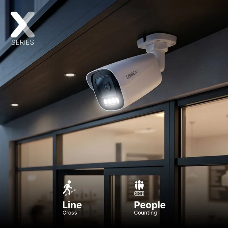 Telecamera bullet PoE Lorex Connect X3 4K varifocale motorizzata con deterrenza attiva - Nero/Bianco
