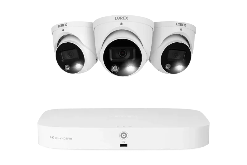 Sistema NVR cablato Lorex 4K (8 cablate e 8 Fusion Wi-Fi) fino a 16 telecamere 2TB con 3 telecamere dome con dissuasione smart e audio bidirezionale - Amazon