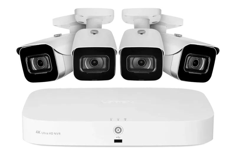 Lorex Fusion 4K 16-Camera Capable (8 Wired + 8 Wi-Fi) 2TB NVR System with 4 IP Bullet Cameras