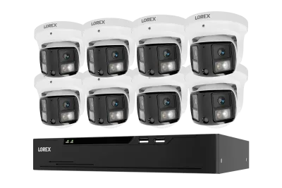 Lorex Connect X 시리즈 4K 8채널 유선 NVR 시스템 및 X3 듀얼 렌즈 터렛 카메라 - 2TB