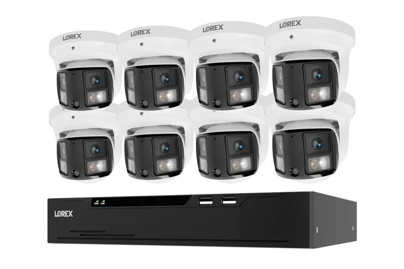 Lorex Connect X 시리즈 4K 8채널 유선 NVR 시스템 및 X3 듀얼 렌즈 터렛 카메라 - 2TB