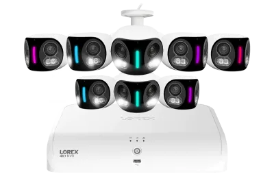 Lorex Fusion Series 4K+ 16-kanaligt (8 trådbundna + 8 Fusion Wi-Fi) 2TB trådbundet system med H20 trådbundna 4K IP-kameror med dubbla linser