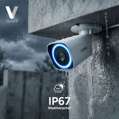 Lorex Connect V7 4K PoE 총알형 카메라 with Color Night IQ+ - 화이트/블랙