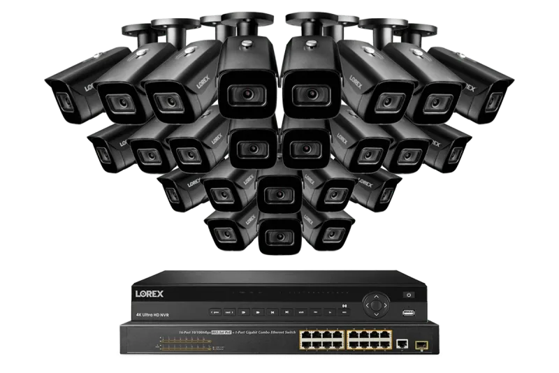 Lorex 4K (32 Camera Capable) 6TB Wired NVR System with Nocturnal 3 Smart IP Bullet Cameras Featuring Motorized Varifocal Lens and 30FPS Recording