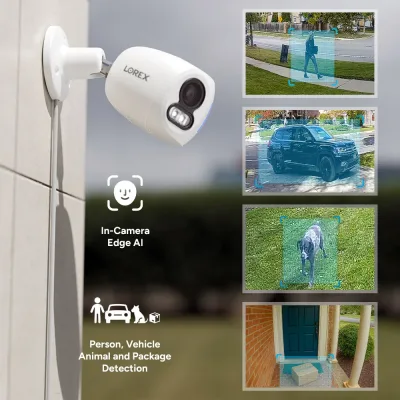 Lorex Classic 4K IP-kamera med dubbla objektiv, smart belysning och rörelsedetektering