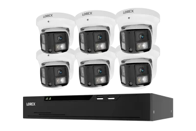 Lorex Connect X 시리즈 4K 8채널 유선 NVR 시스템 및 X3 듀얼 렌즈 터렛 카메라 - 2TB