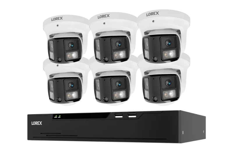 Lorex Connect X 시리즈 4K 8채널 유선 NVR 시스템 및 X3 듀얼 렌즈 터렛 카메라 - 2TB