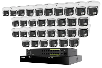 Lorex Connect X Series 4K 32-Channel Wired NVR System with X3 Dual-Lens Turret Camera - 8TB