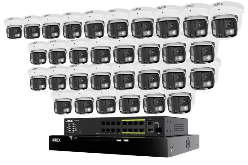 Lorex Connect X Series 4K 32-Channel Wired NVR System with X3 Dual-Lens Turret Camera - 8TB