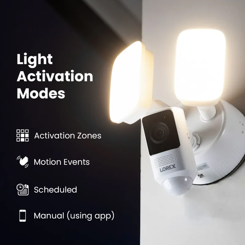 Lorex 4K kablet videodørklokke med 2K floodlight Wi-Fi-sikkerhedskamera