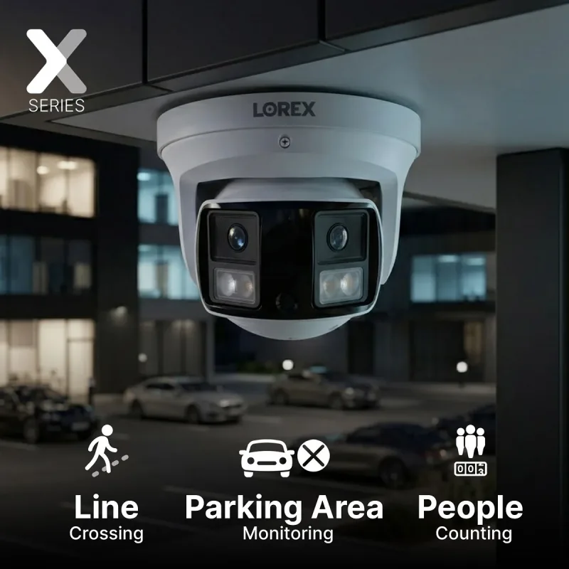 Lorex Connect X 시리즈 4K 8채널 유선 NVR 시스템 및 X3 듀얼 렌즈 터렛 카메라 - 2TB