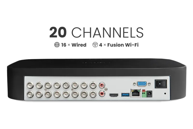 Lorex Classic Fusion 4K 20-Channel (16 Wired + 4 Wi-Fi) 1TB Wired DVR System with Active Deterrence Bullet Cameras