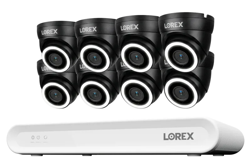 Sistema NVR con cable Lorex Connect V Series 4K de 8 canales con cámaras turret PoE 4K V3 - 1TB