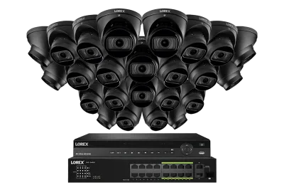 Lorex Sistem NVR Kabel 4K (Berkapasitas 32 Kamera) 6TB dengan Tiga Kamera Turret IP Nocturnal 3 Berfitur Lensa Varifocal Motorized dan Perekaman 30FPS