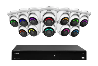 Lorex Fusion Series 4K 16 Camera Capable (Wired or Fusion Wi-Fi) 4TB Wired NVR System with H12 Wired 4K IP Turret Cameras
