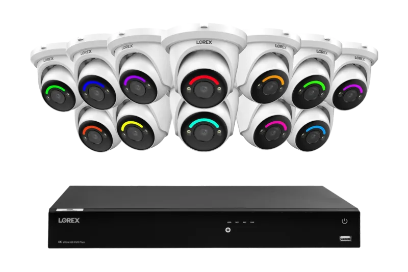 Lorex Fusion Series 4K 16 Camera Capable (Wired or Fusion Wi-Fi) 4TB Wired NVR System with H12 Wired 4K IP Turret Cameras